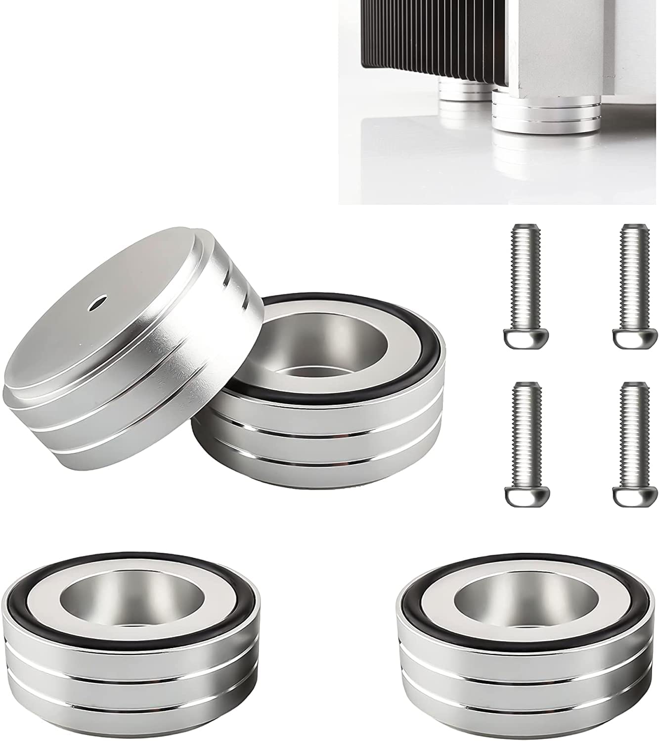 Piedini ammortizzatori HiFi in alluminio 58 x 22 mm per altoparlante argento