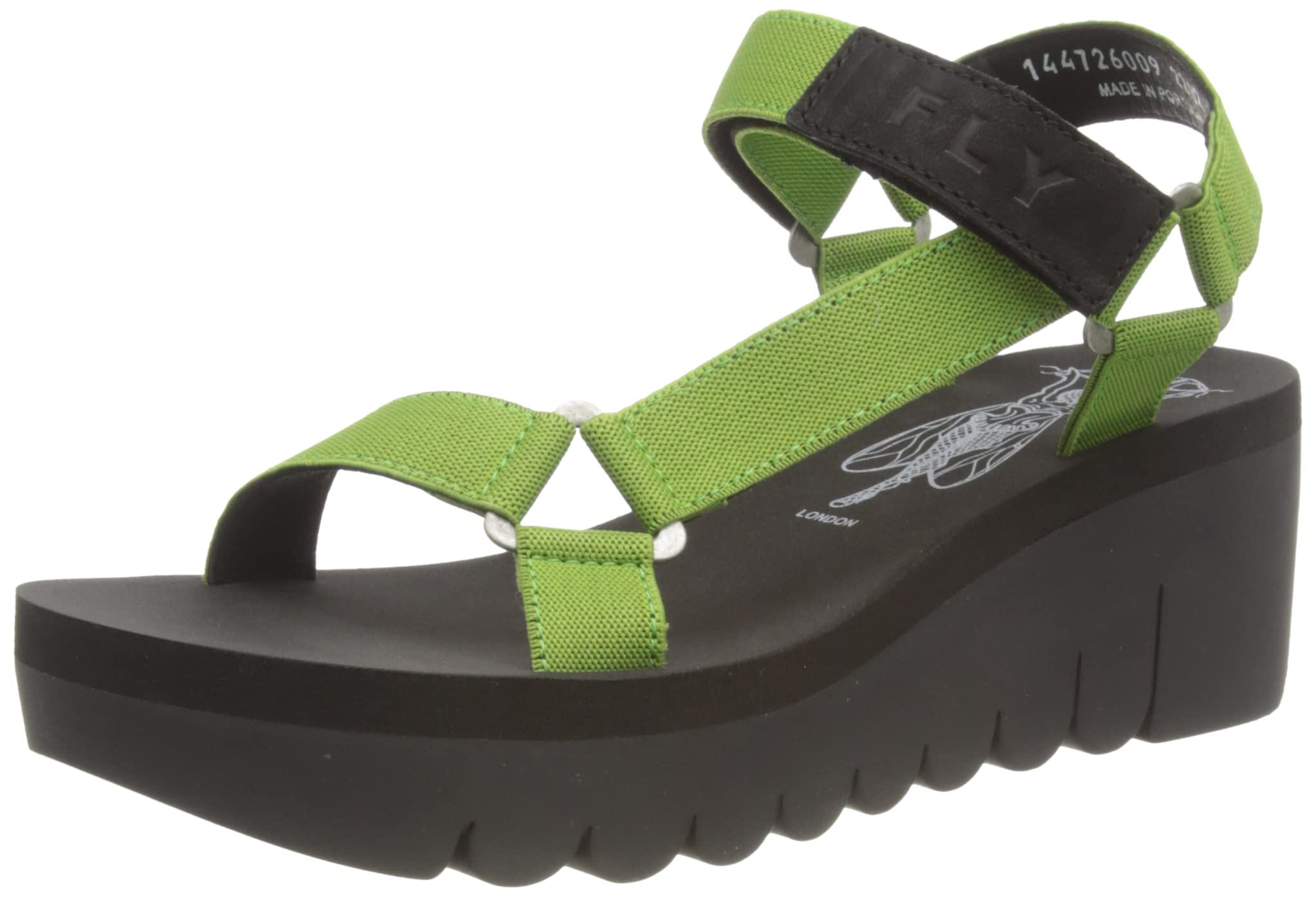 Fly London Women's YEFA726FLY Sandal, Black/Avocado (Black, 5 UK
