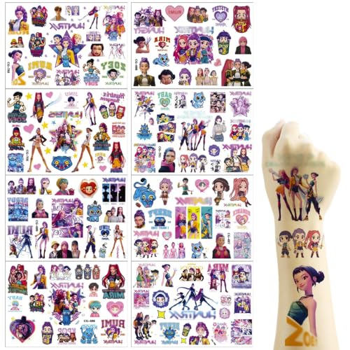120PCS Kpop Temporary Tattoos Stickers 8 Sheets Waterproof K-Pop Party Stickers Birthday Bag Fillers Party Decorations Gift Favours for Fans