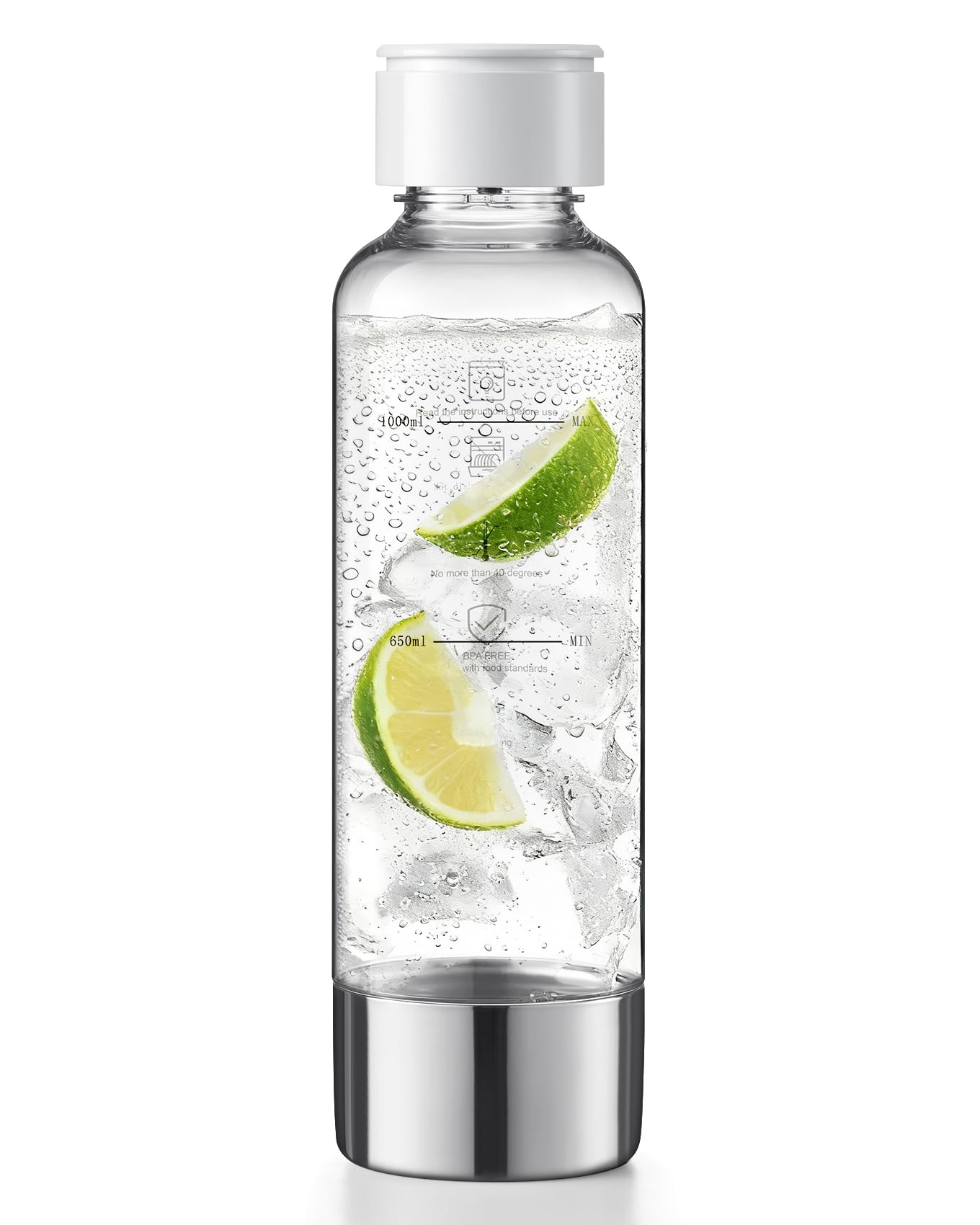 MOKKOM Soda Maker Bottle, 1L Reusable Sparkling Water Bottles, BPA Free PET Carbonating Bottles, Replacement Bottle Compatible Sparkling Water Maker