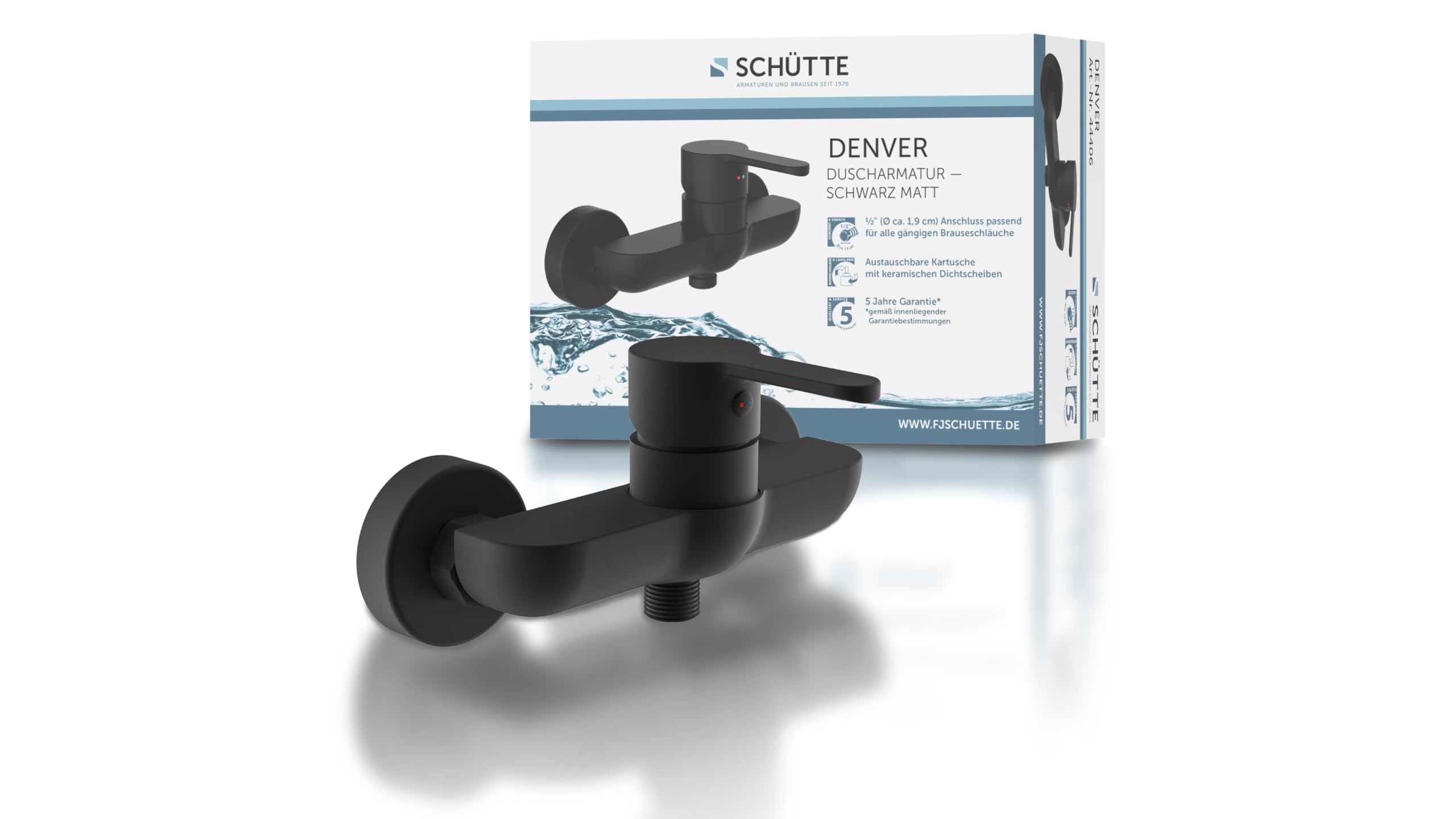 DENVER Thermostat-Duscharmatur – Schwarz matt (Schütte 44406)