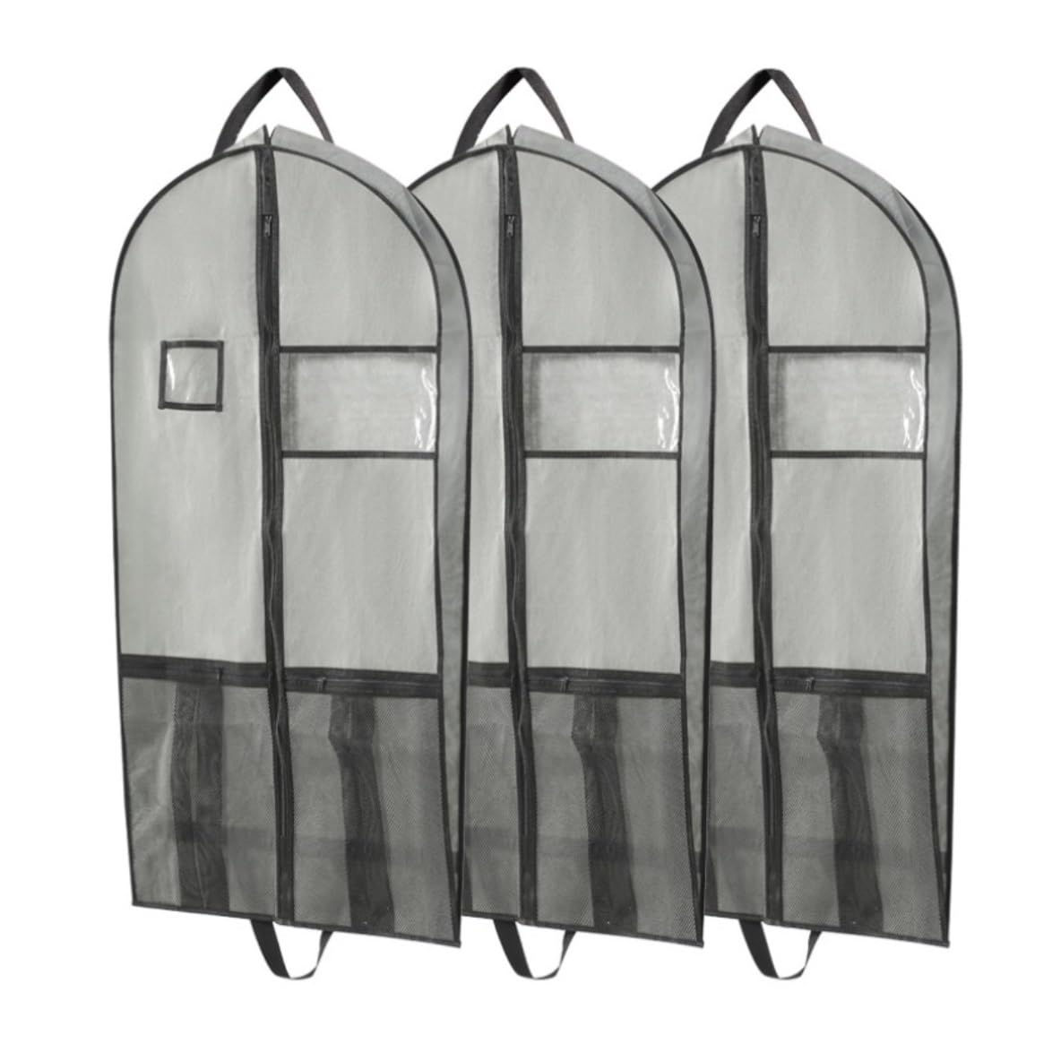 Coat Garment Bags Suit Cover 3pcs Garment Bags Travel Closet Storage With Zipper Pocket Handles Hanging Suit Bag Clothes Protectors(Grey)