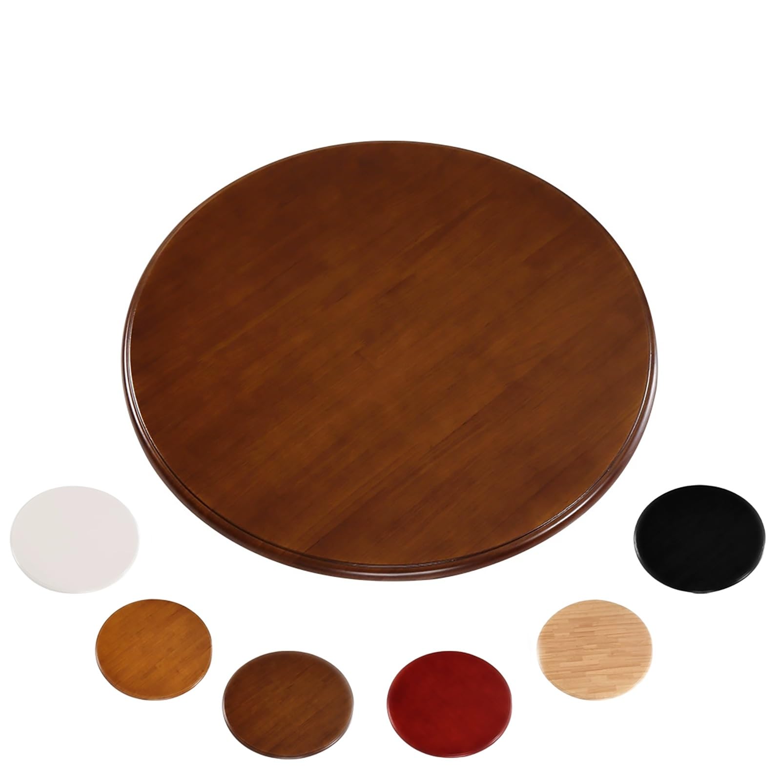 Plateau de service Lazy Susan en bois de 61 cm – Plateau tournant rond rotatif pour table de salle à manger, base silencieuse, parfait pour la maison, la cuisine et le restaurant (finition noyer, 100