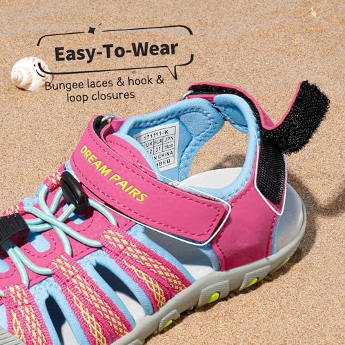 Image of DREAM PAIRS Unisex Summer Water Athletic Sandals | Closed-Toe Protection Quick-Drying Upper Comfort Footbed Durable Non-Slip Sole Hook-And-Loop Outdoor Sport Walk Hike