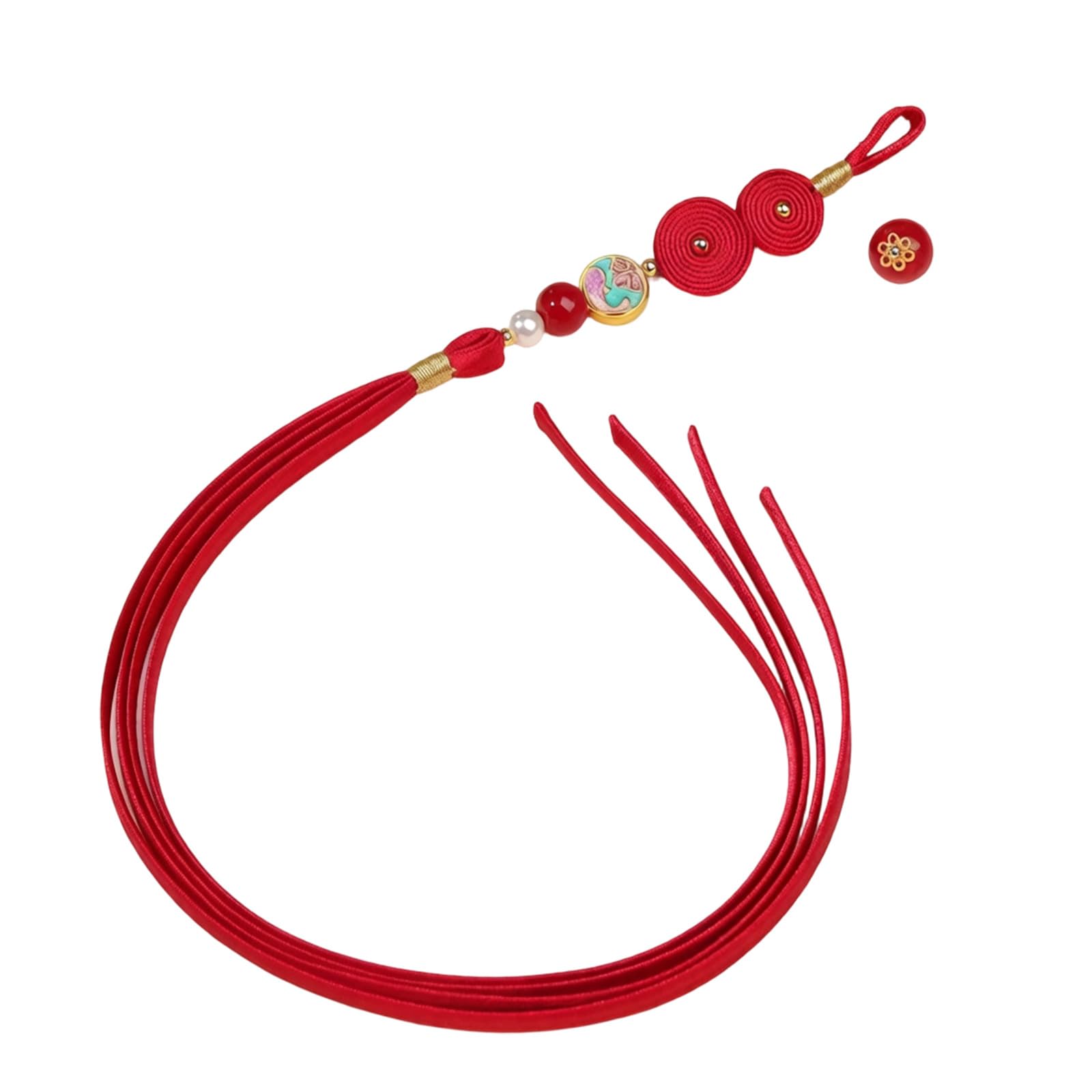 ljhnba Chinese Traditional Dress Decoration with Round Fortunes Symbol and Elegant Silk Tassels Sewing Accessory Set