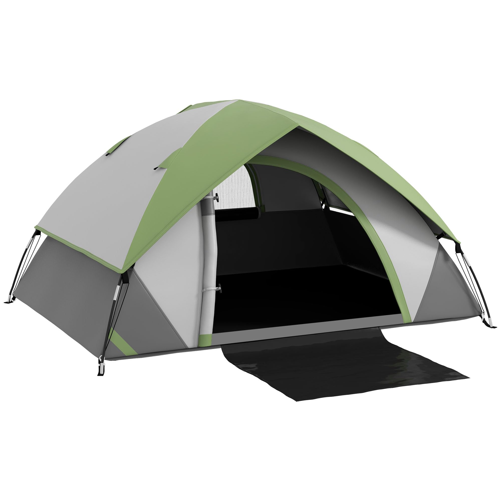Outsunny Tienda de Campaña para 2 Personas Tienda de Camping Plegable Ligero con Ventana y Bolsa de Transporte Impermeable 3000 mm 210x150x110 cm Gris y Verde