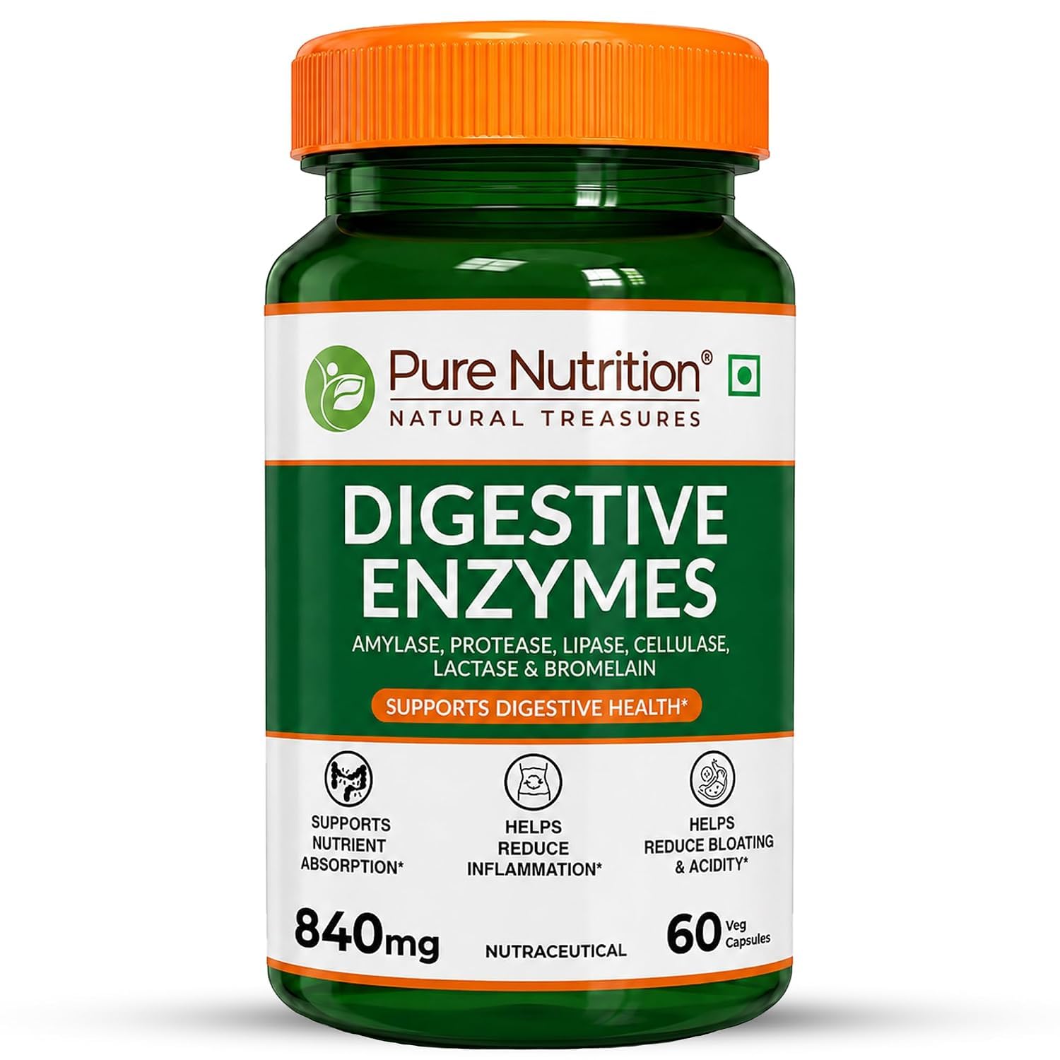 Pure Nutrition Digestive Enzymes 665mg with Bromelain - 60 Veg Capsules | Supports Digestion, Nutrient Absorption & Gut Health | Blend of Amylase, Lipase, Protease, Cellulase & Lactase | Eases Gas & Bloating-picture-11