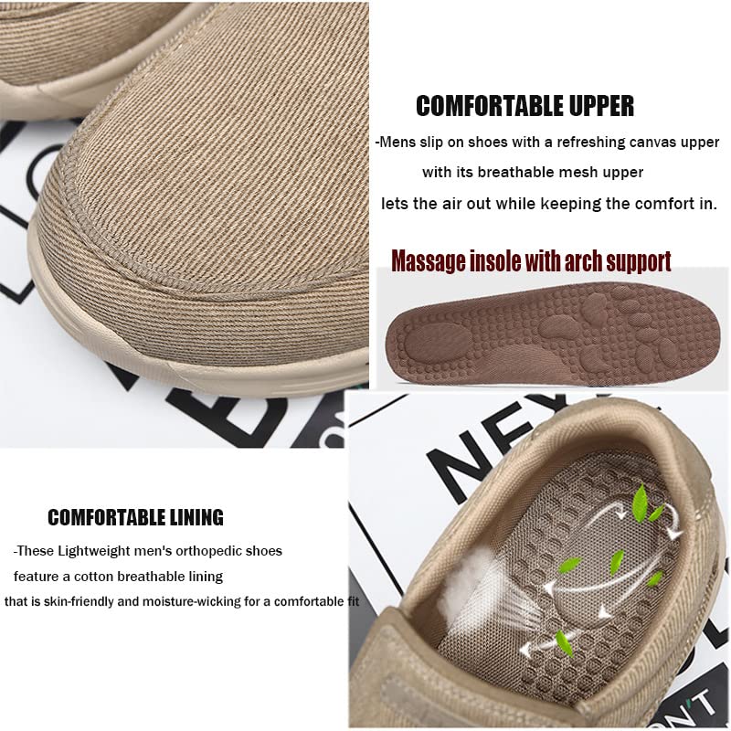 Men's Slip-On Canvas Sneaker Loafer Casual with Arch Support Breathable Stretch Comfort Relaxed Plus Size Flats Walking Shoes3
