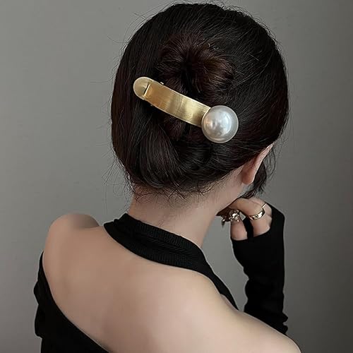 Miniatura 5 de 4 Pcs Pearl Hair Clips for Women, 4.13 Inch Large Pearl Alligator Hair Claws Metal Elegant Hair Pins Decoration Styling Accessories for Daily Use