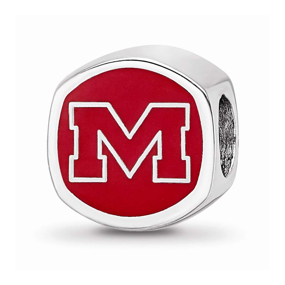 LogoArt LogoArtSterling Silver Ole Miss Rebels Cushion Shaped Double Logo Bead
