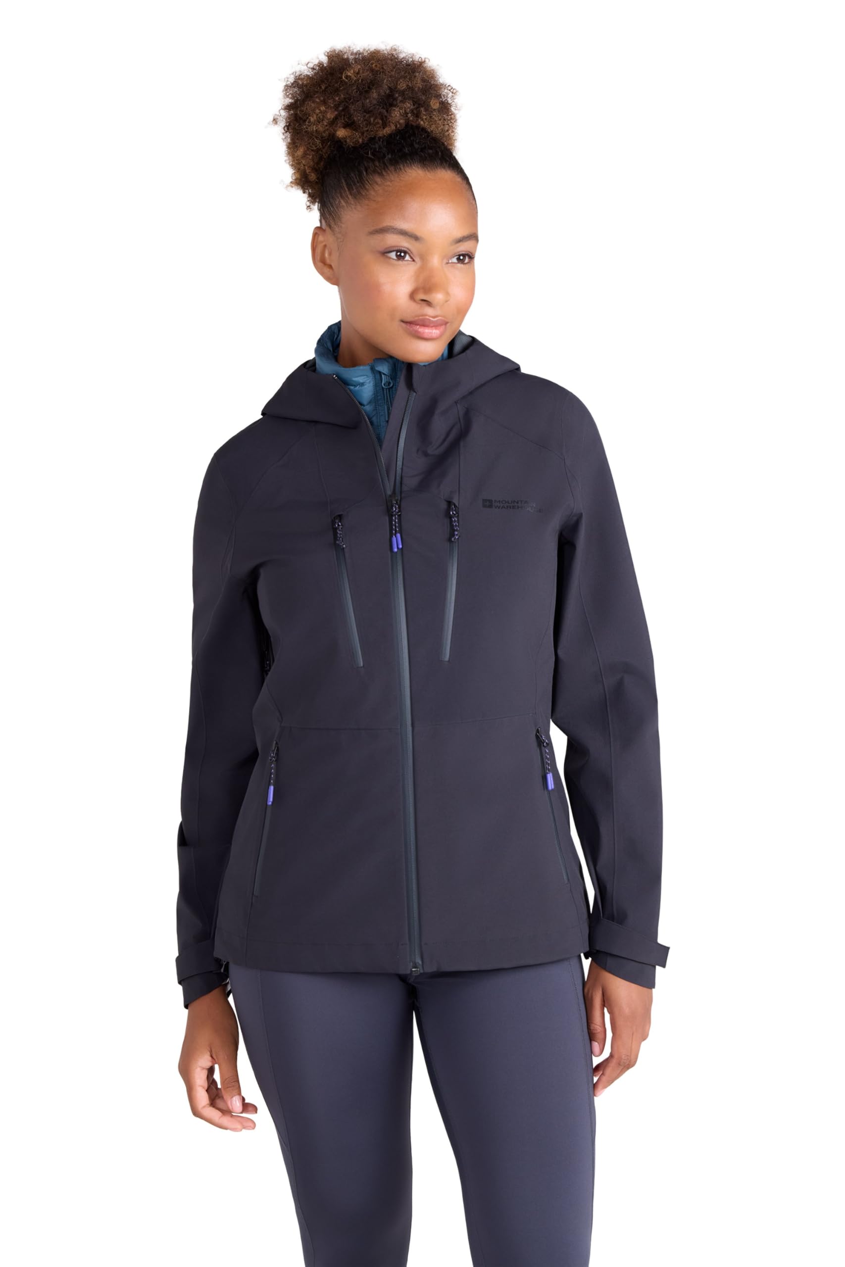 Mountain Warehouse Women's ’Rainstorm’ Lightweight Breathable Comfy 2.5 Layer Waterproof Jacket in Black | Size: 10