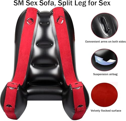 Sex Sofa Sex Möbel Kissen BDSM Sex Spielzeug Aufblasbares Kissen für Paar Sexuelle Position Unterstützung Multifunktionale Rampen，PVC-beflockter Sex-Stuhl-Rampe Möbel mit Bondage