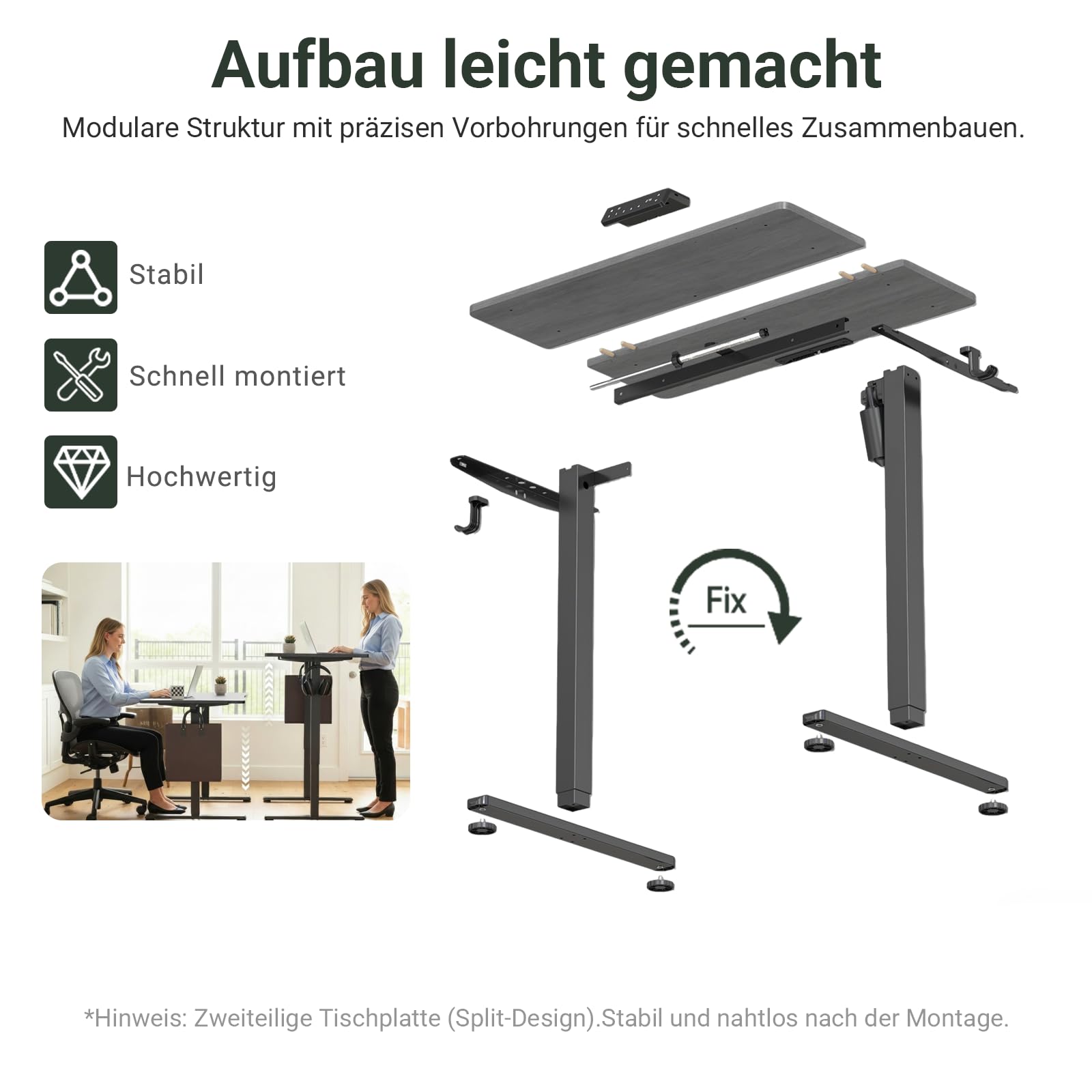 Höhenverstellbarer Schreibtisch 80x48cm | mit USB-A/C, Schreibtisch Höhenverstellbar Elektrisch, Ergonomischer Steh-Sitz Computertisch für Homeoffice und Büro