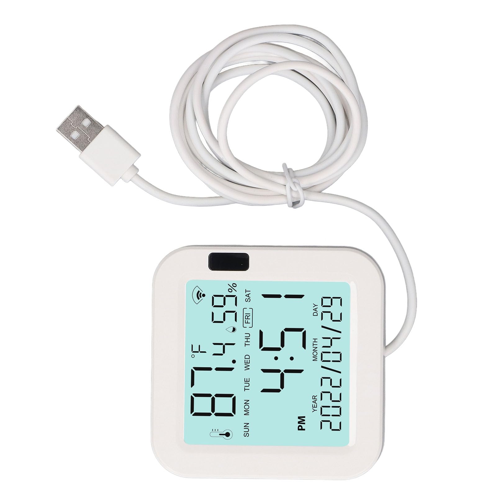 Medidor de Humedad y Temperatura LCD, Material ABS, bajo Consumo de Energía, Entrada USB 5V 1A, Adecuado para el Hogar, Invernadero y Oficina