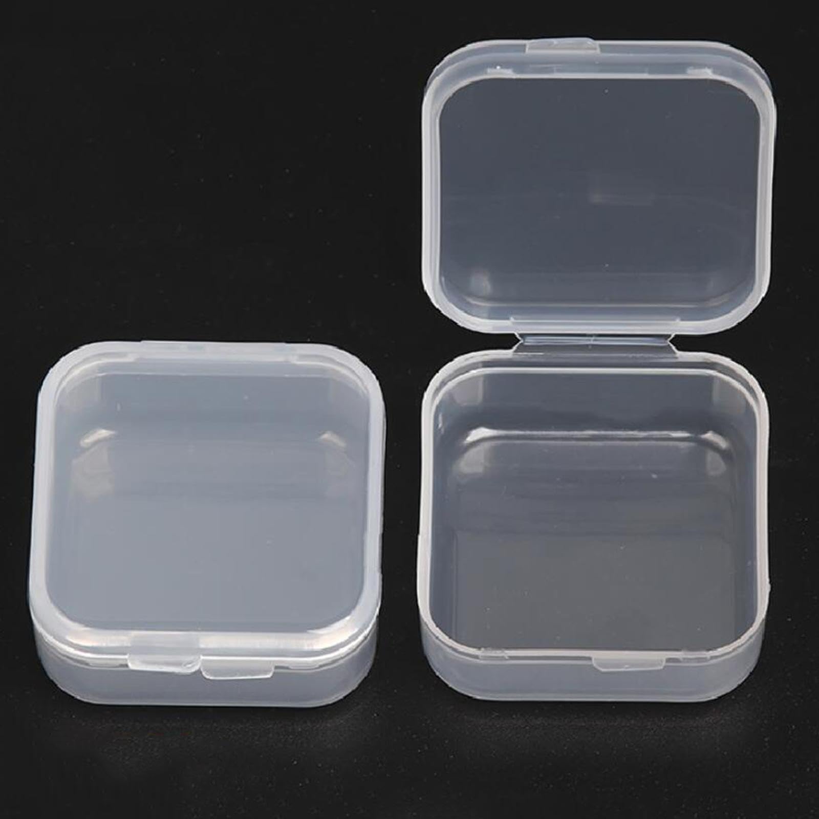 jojomis Small Clear Beads Storage Container Box with Hinged Lid for Jewelry, Crafts, Hardware, 1.50x1.50x0.71 inch