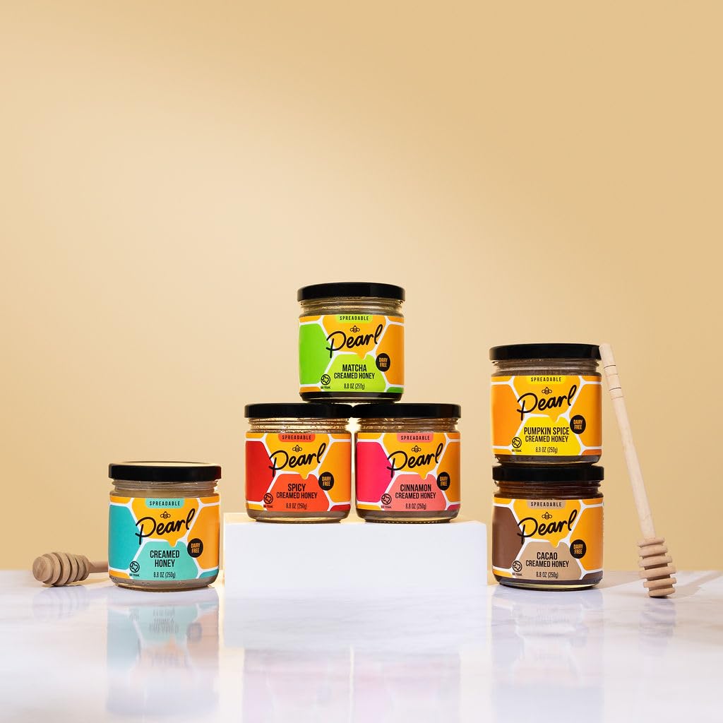 Pearl Honey Spreads - Organic Pumpkin Spice Flavored Creamed Raw Honey - Chemical Free, Dairy Free, Soy Free & 100% Naturally Flavored | 8.8oz Jar