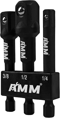 AMM Juego de adaptadores de enchufes de taladro eléctrico, adaptador de enchufe de destornillador de impacto de vástago hexagonal de 3 piezas,