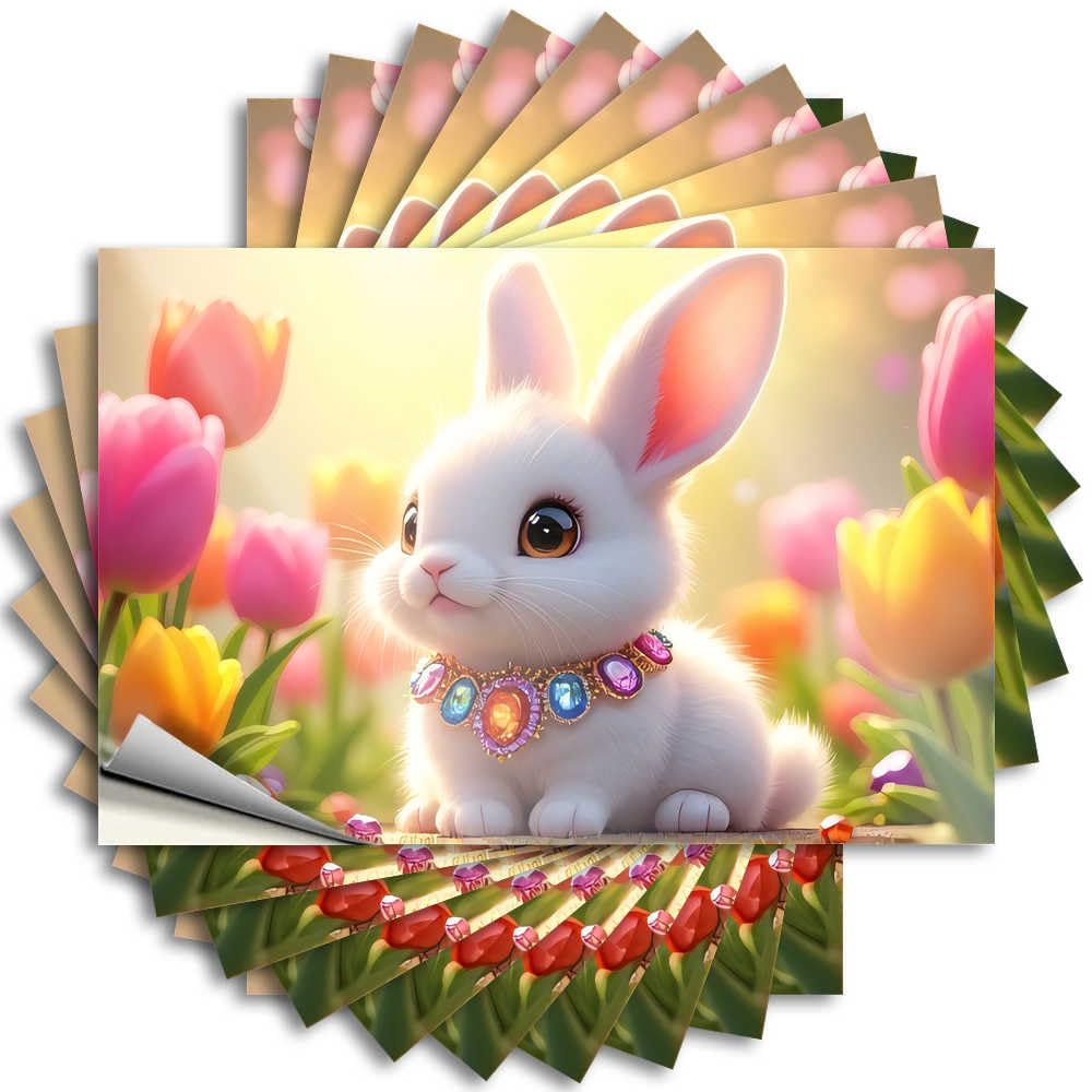 Quote - Rock Door Adorable Bunny in A Garden of Flowers for Teens Bar Cart Decor(6X9CM)