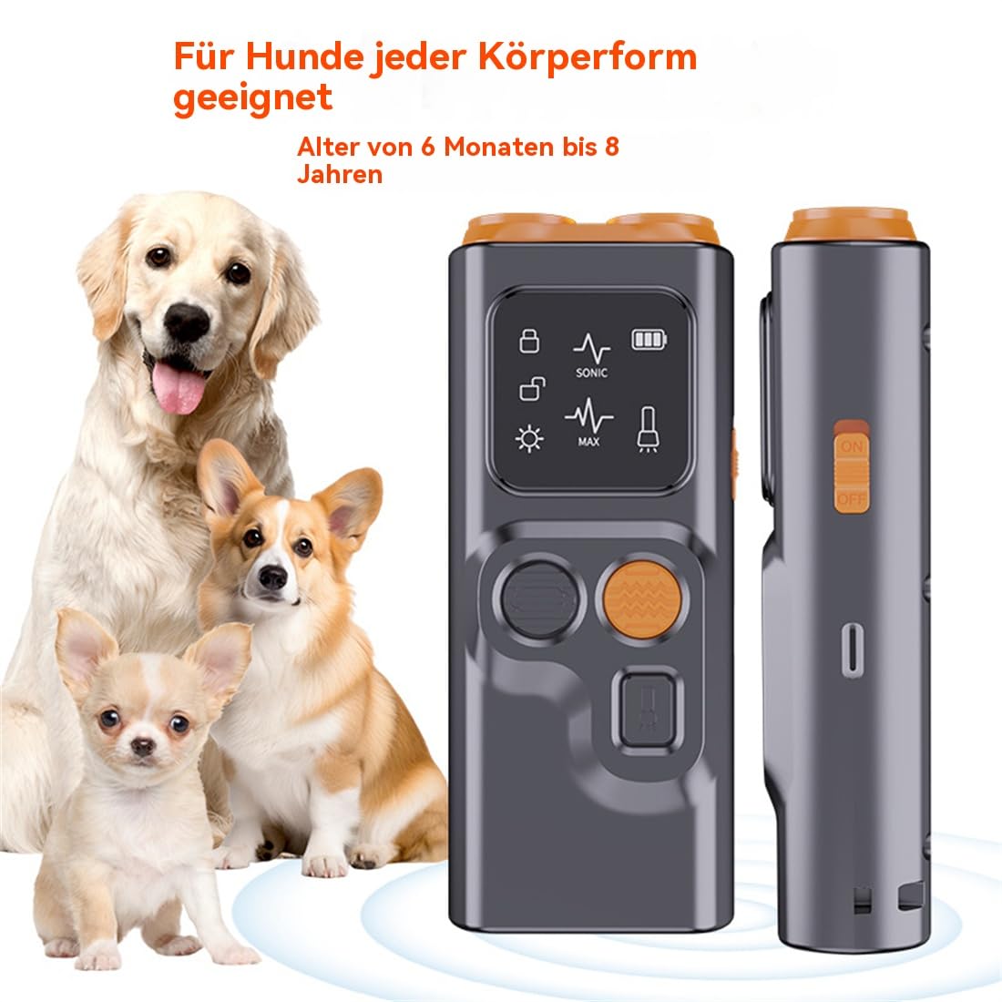 Ultraschall Anti-Bell Hundetrainer – Sanftes Hundetraining ohne Stromschläge, tragbares Anti-Bellen Gerät für kleine & große Hunde, sofort wirksam, sicher & diskret