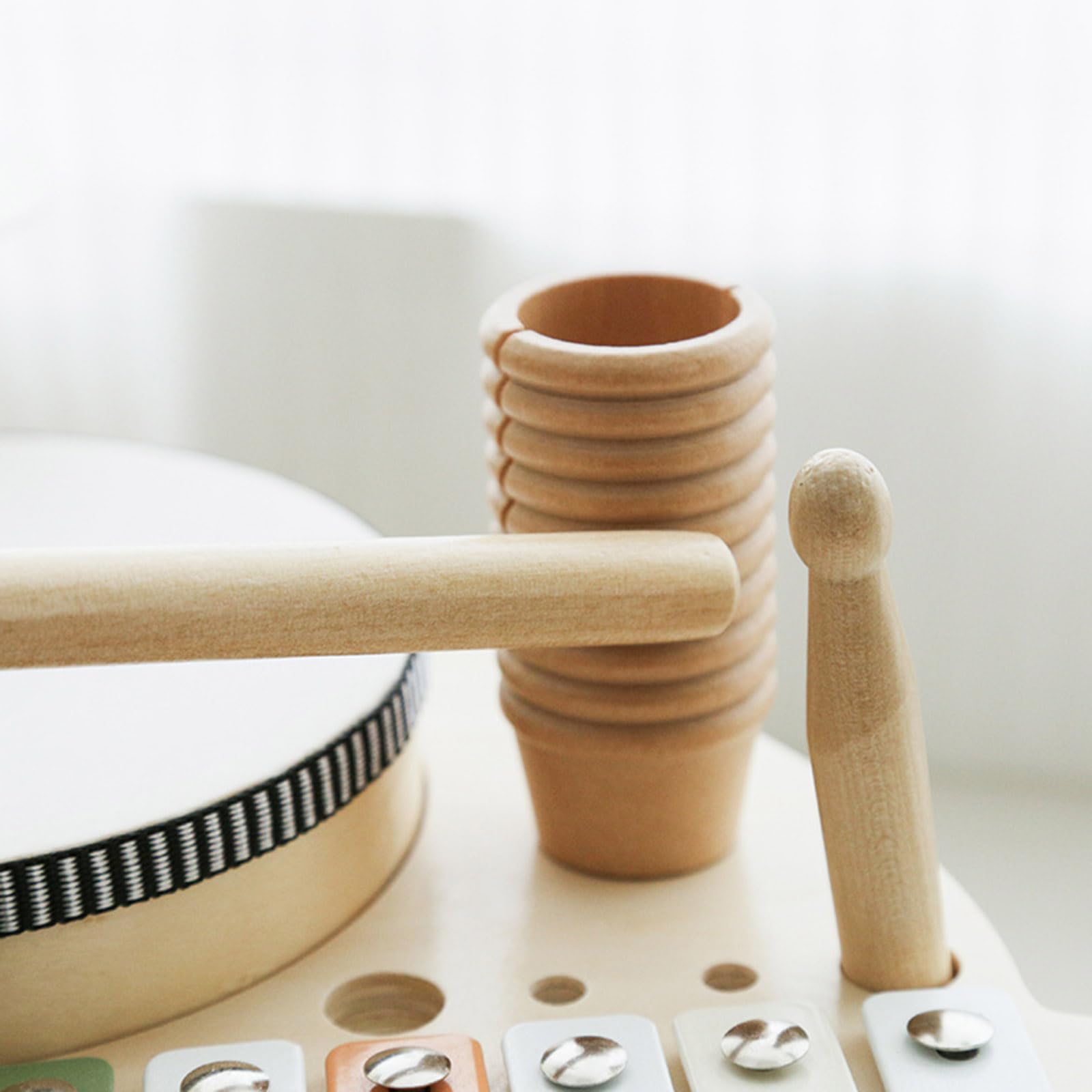 Hölzernes Kindertrommel und Xylophon Musikspielzeugset für kreatives Spielen, Geburtstagsgeschenk, pädagogisches Baby Musical für Babys