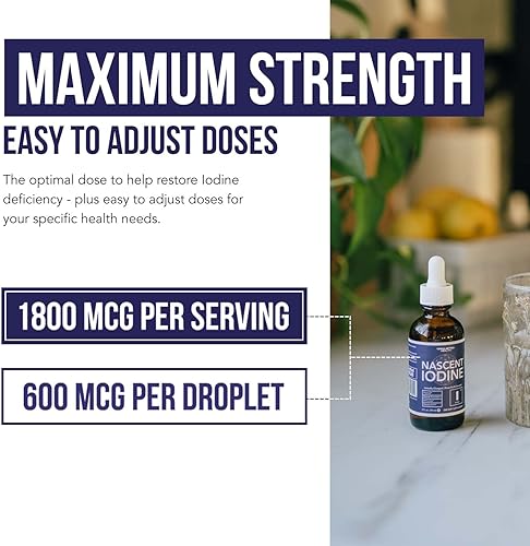 Miniatura 3 de Suplemento de yodo nasal, 400 porciones, botella de vidrio, vegano, 1800 mcg - 600 mcg por gota, color puro, transparente, apoya la salud de la