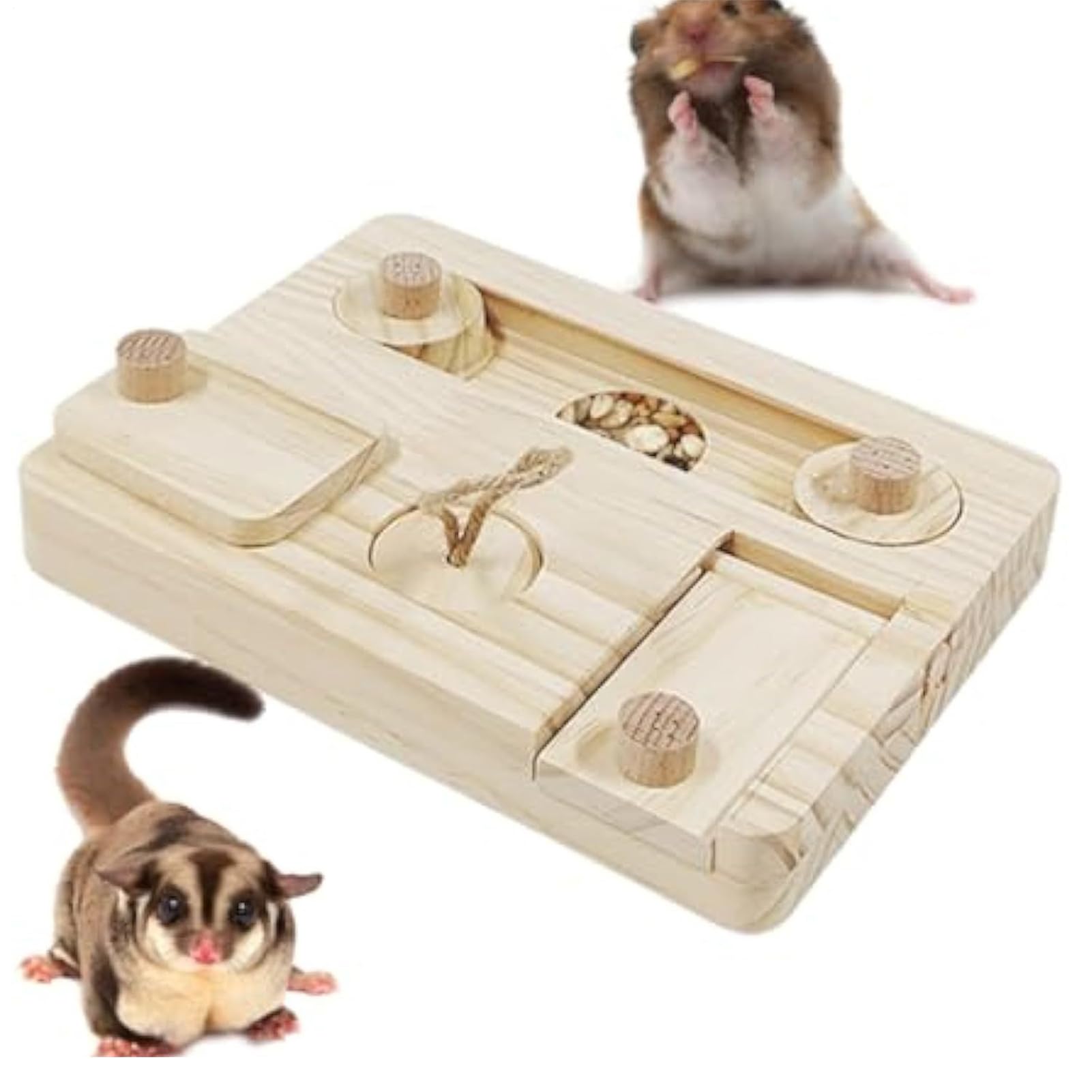 Jouets fourragers de lapin avec système de traction de friandises