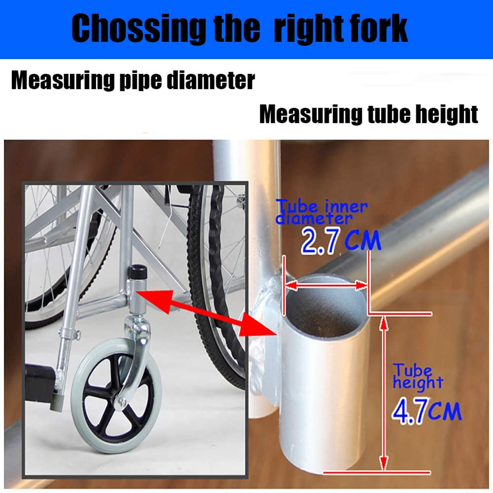 Ruedas de Repuesto para Silla de Ruedas con Horquilla Delantera, Piezas de Repuesto para Ruedas Delanteras de Silla de Ruedas, Horquilla Delantera para Andador/B/7 Pulgadas