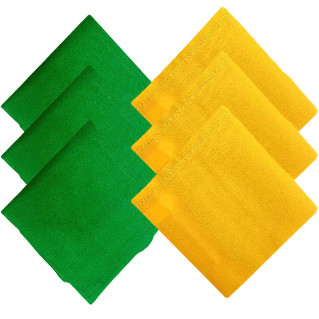 queery Men's Yellow and Green Solid Cotton Handkerchiefs/Hanky -Set of 6-picture-19
