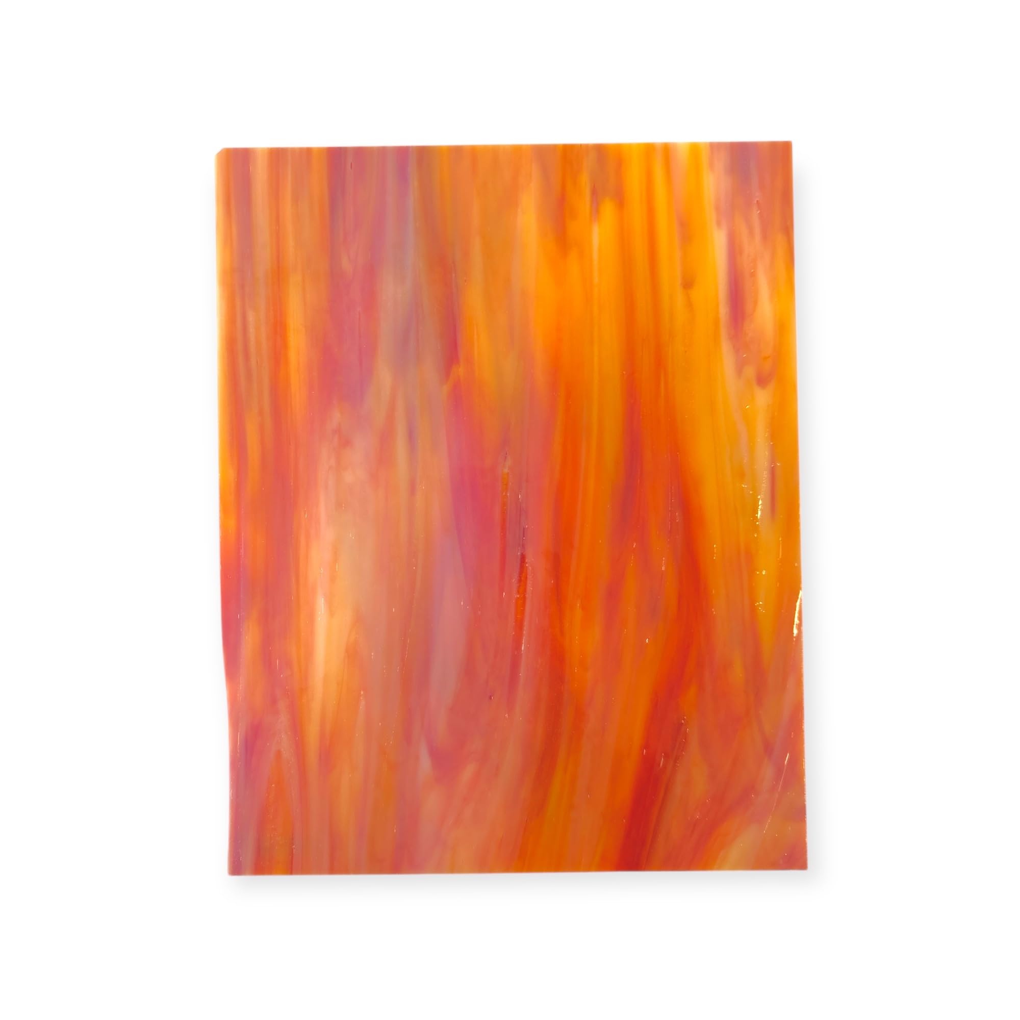 Wissmach Stained Glass Sheet: White with Red Orange Swirl, Wisspy Opal (8"x12"-1 Sheet) by BiNARi Glass Studio-picture-17