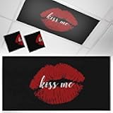 2x4 ft Fluorescent Light Cover for Ceiling Red Lip Print Kiss Me Magnetic Light Filters, Black Back Ceiling Lampshades for Home School Office 2Pcs