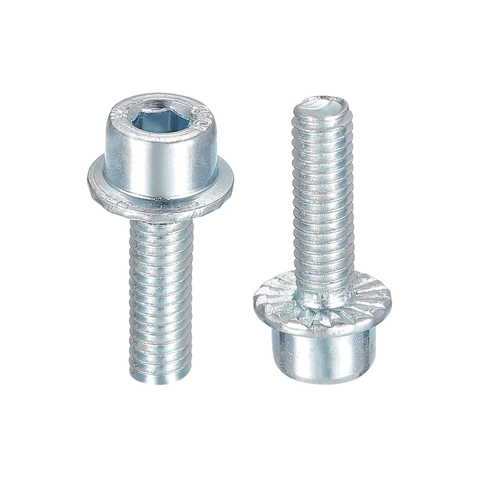 sourcing map Viti a testa cilindrica flangiata M4 x 12 mm, 20 viti a testa esagonale in acciaio al carbonio di grado 8,8, viti a flangia seghettata