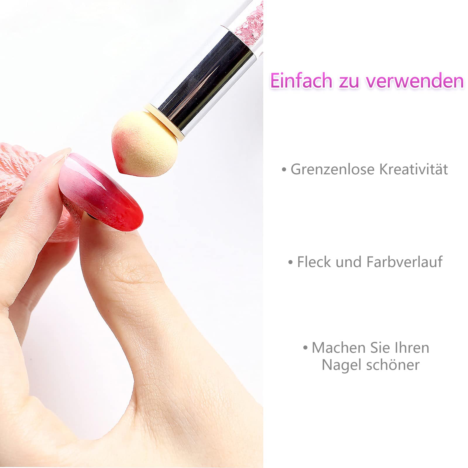 VEGCOO Nagelschwämme Set – 200 Stück Mit Metallzange Für Nail Art | Ideal Für Farbverläufe & Kreative Nageldesigns