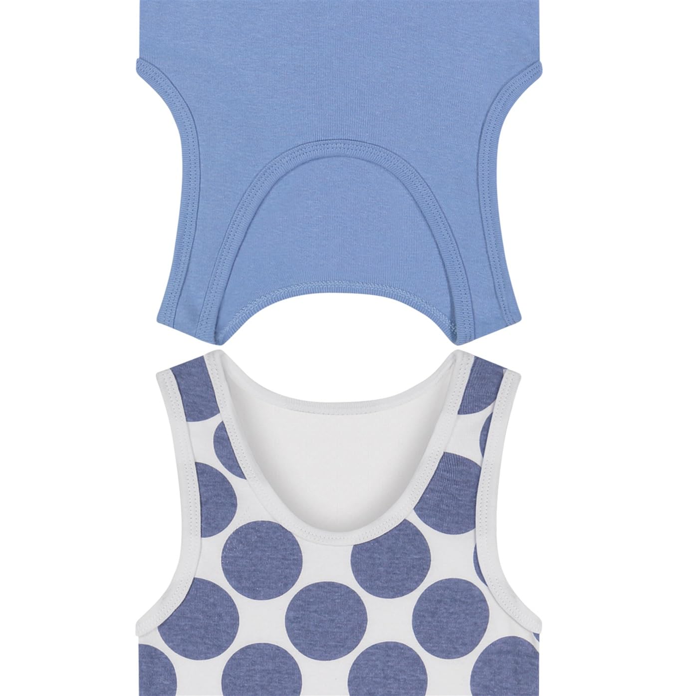 Buyless Fashion Boys U-Ausschnitt Tagless Unterhemden Weiche Baumwolle Blau Polka Dot Tanktop (8er Pack)