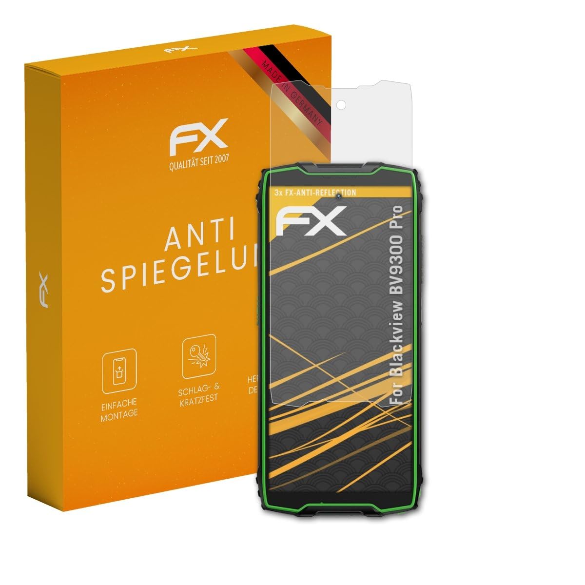 atFoliX Screen Protector compatible with Blackview BV9300 Pro Screen Protection Film, anti-reflective and shock-absorbing FX Protector Film (3X)