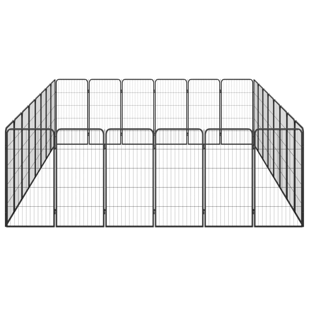 28-TLG. Hundelaufstall Schwarz 50x100cm Stahl Pulverbeschichtet für Outdoor Indoor Garten Hof Terrasse, ausbruchsicheres Gehege, wetterfestes, stabiles Schutz- und Trainingszubehör