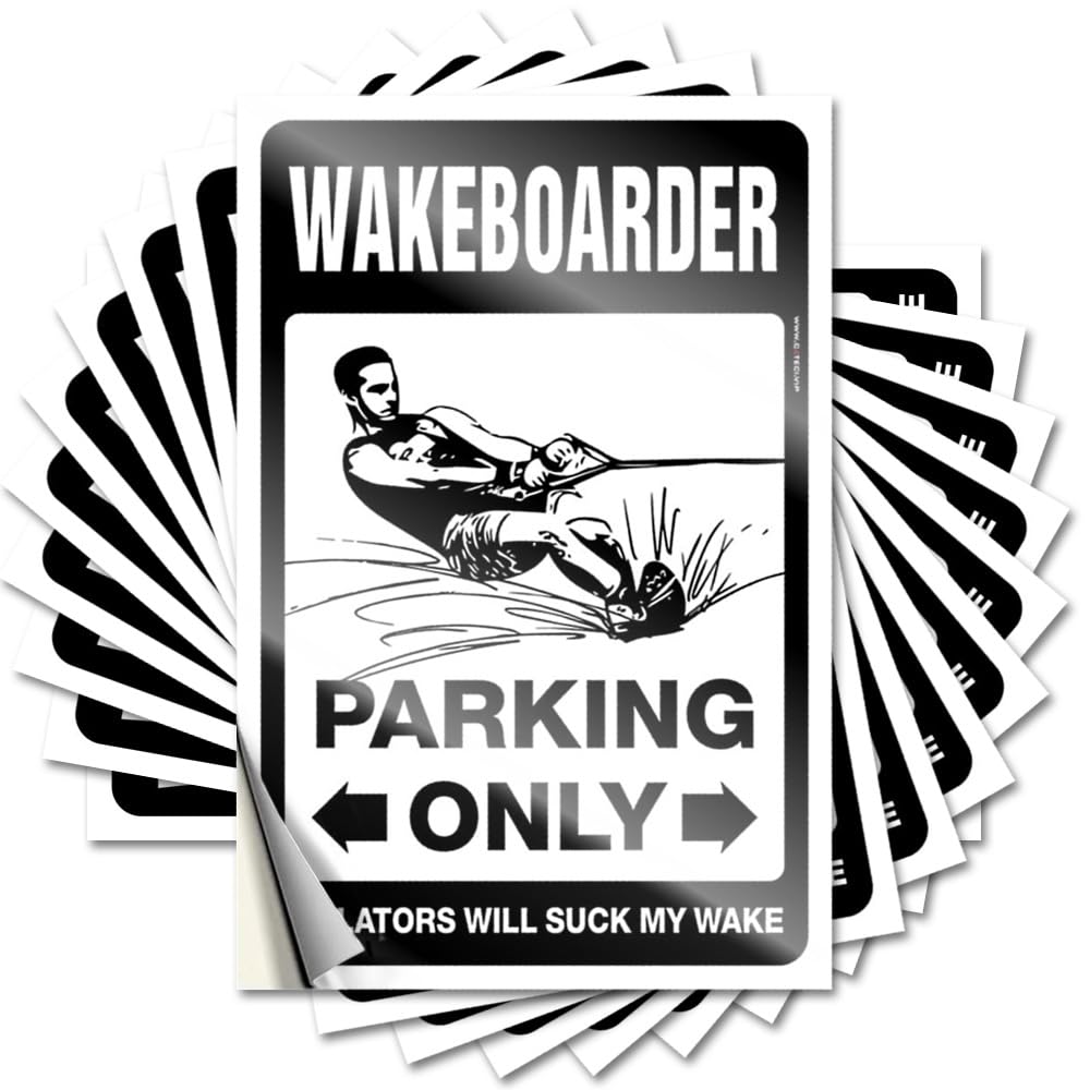 Fzfn Men's Colour Bedroom Decor Decal Case | Wakeboarder Parking Only Fire Gamer Sticker Pack(6X9cm)