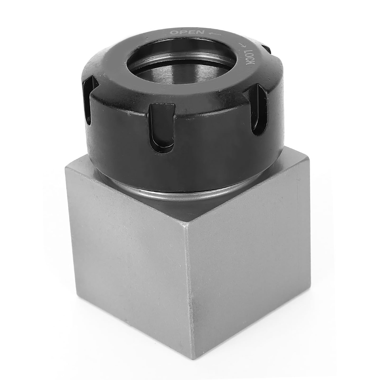 ER32 Spannzangenblock, Spannzangenhalter für Drehmaschine, Fräsmaschine, Graviermaschine, stehend verwendbar, Durchgangsloch, Stahl, Sechskant/quadratisch optional (Quadrat)