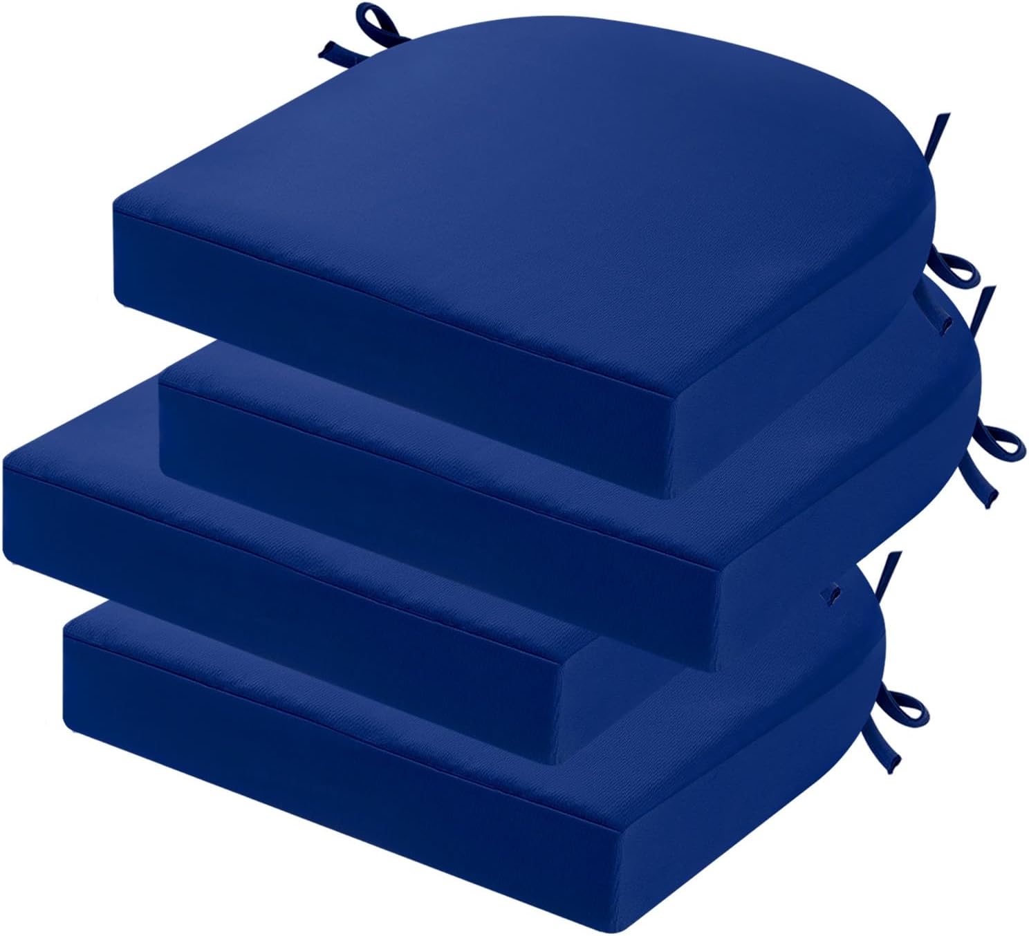 idee-home Outdoor Chair Cushions Set of 4, Thick 17" x 17" x 3" Patio Chair Cushions for Outdoor Furniture Waterproof with Ties, Seat Cushion, Patio Chair Pads Dining Chair Dark Cerulean 17x17x3 Inch Dark Cerulean 4