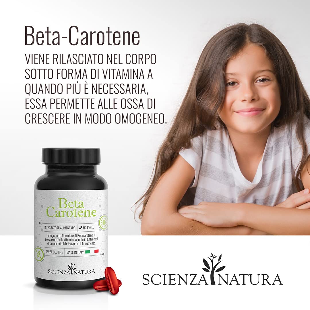 ScienzaNatura - Betacarotene per Abbronzatura Forte - Integratore per Attivatore Abbronzatura, Occhi e Pelle Made in Italy - 90 Perle