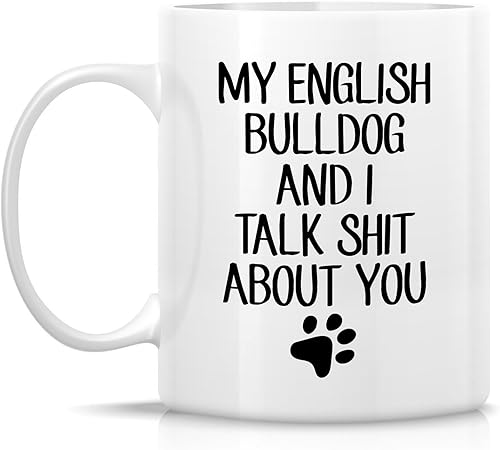 Miniatura 2 de Retreez Taza divertida  Bulldog Inglés, mamá, papá, amante de los perros, regalo para dueño de bulldog inglés, tazas de café de cerámica de 11