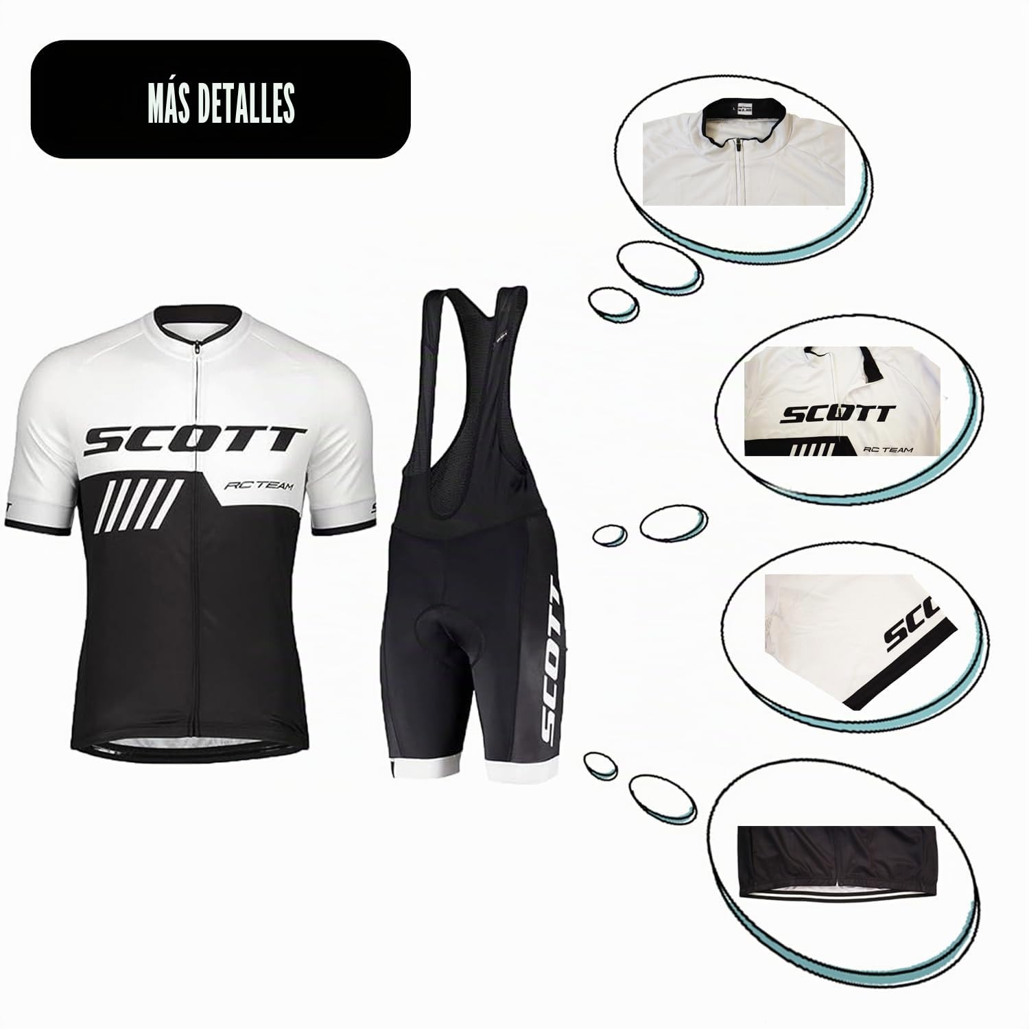 Conjunto de ropa de ciclismo para hombre de verano - Elegante y funcional Maillot de ciclismo con pantalones cortos acolchados de gel 19D transpirable y de secado rápido, Nreo, M