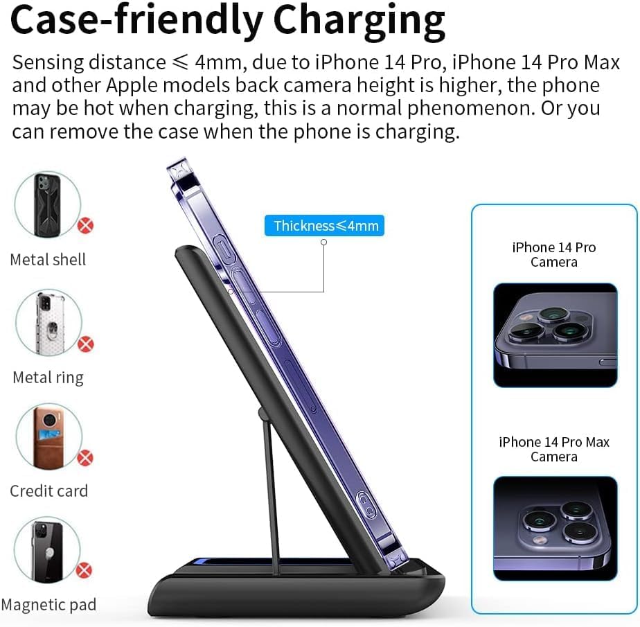 Miniatura 4 de Cargador inalámbrico 3 en 1, estación de carga para Apple y Watch, base de carga inalámbrica magnética plegable, estación de carga rápida de 15 W