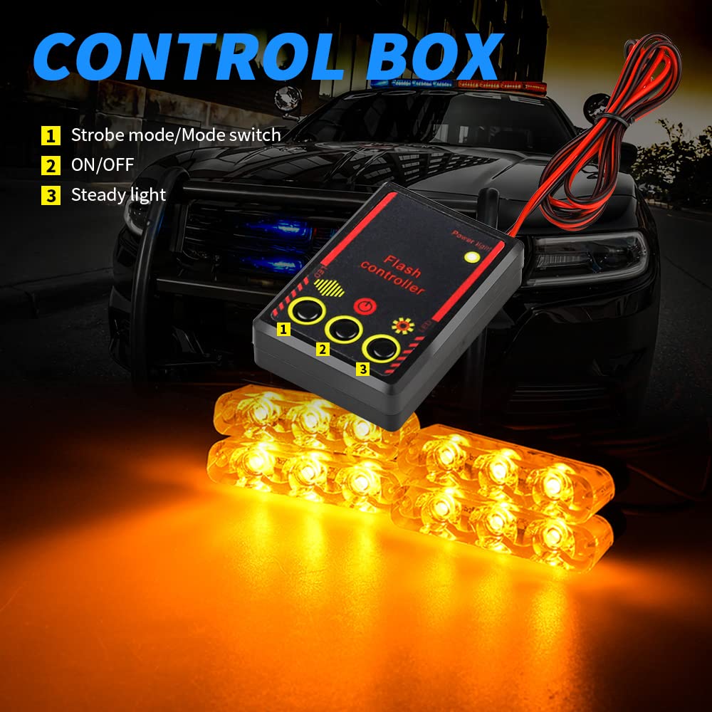 2 Uds LED 3Smd Coche Camión FSO Intermitente Bomberos Automóviles Estroboscópico Advertencia Policía Luz Ambulancia Emergencia Intermitente DRL Ámbar Blanco,Red Blue