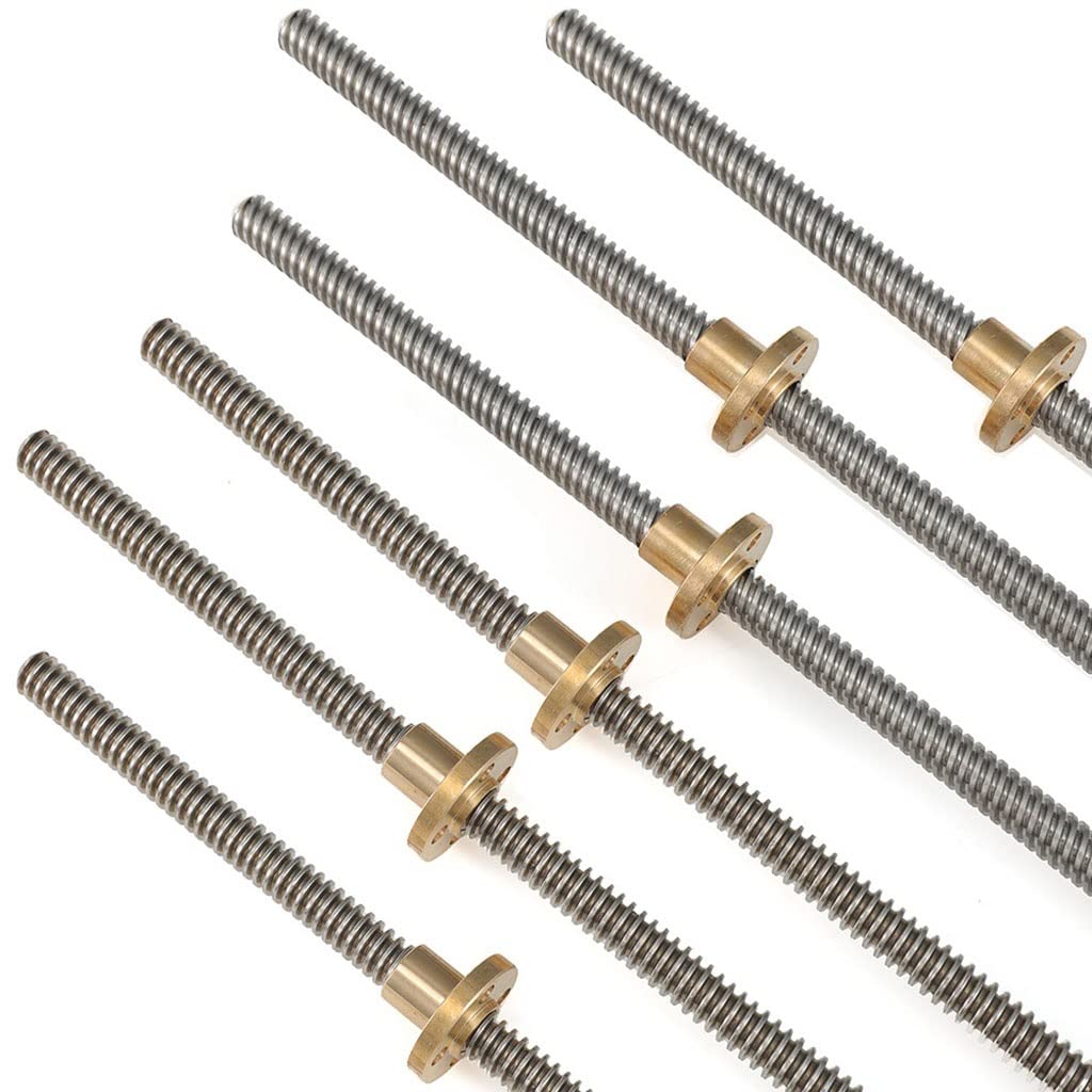 1 Pièces T8 Vis sans Fin Pièces D'imprimante 3D, Pas 2mm Plomb 8mm Longueur 100mm-600mm Tige Trapézoïdale en Acier Inoxydable avec Écrou en Laiton for CNC(600mm with Nut)