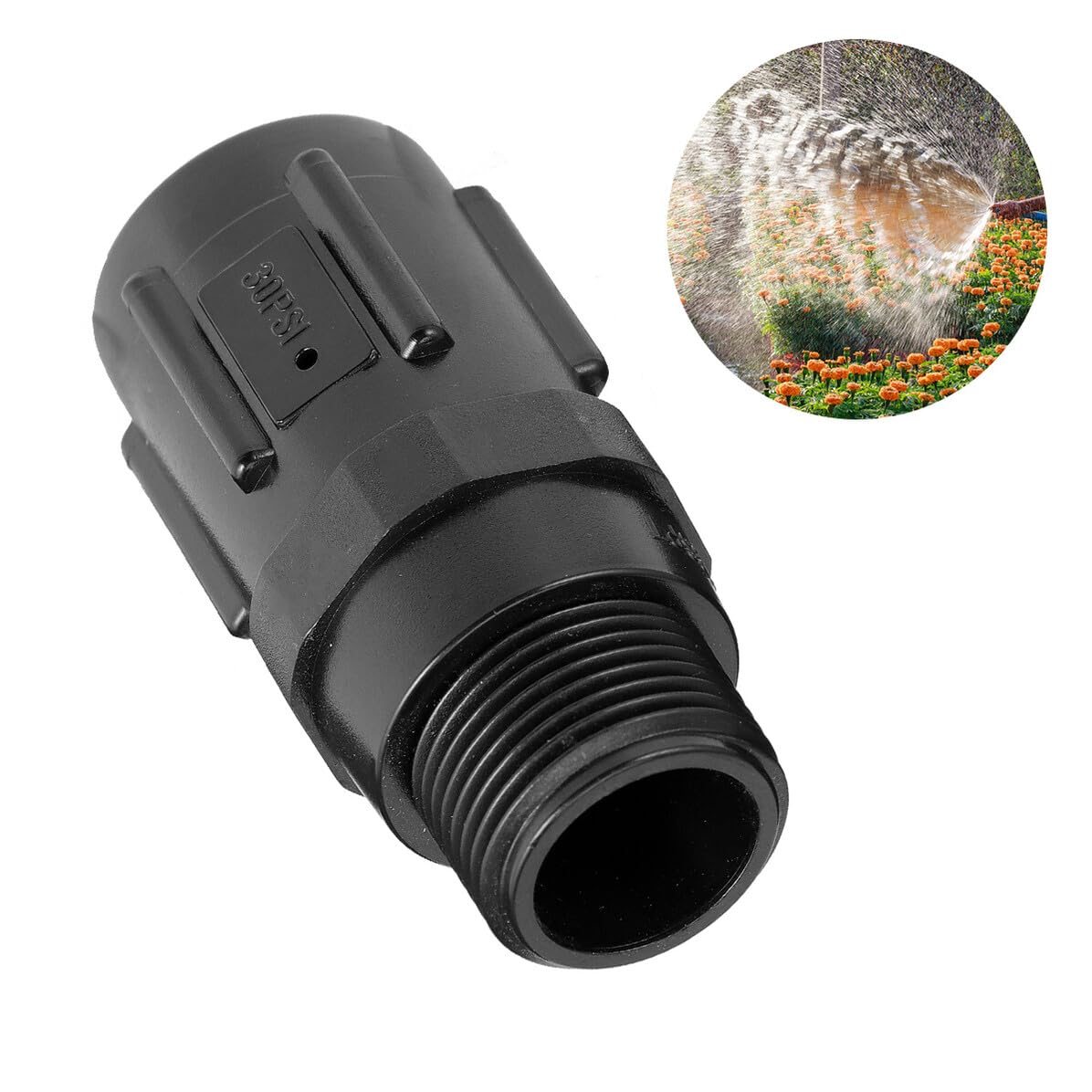 Homoyoyo Régulateur de Pression pour Système d'Irrigation Goutte à Goutte 3/4 Pouces 30 Psi Raccord Fileté Intérieur et Extérieur Matériau Ignifugé Solide pour Jardinage et Exploitation