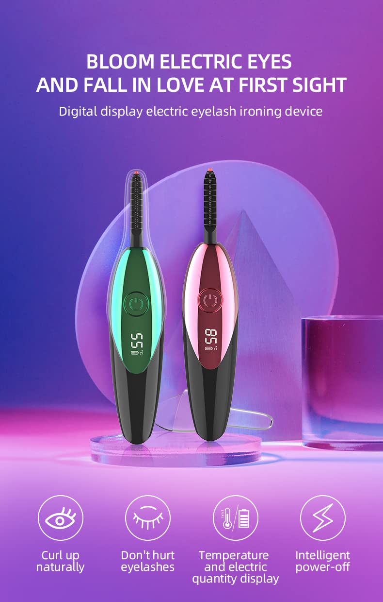 TECNOVIQ Heated Eyelash Curler, Rechargeable Lash Styler with 2 Heat Settings, Quick 24H Long-Lasting Curl, Portable Makeup Tool