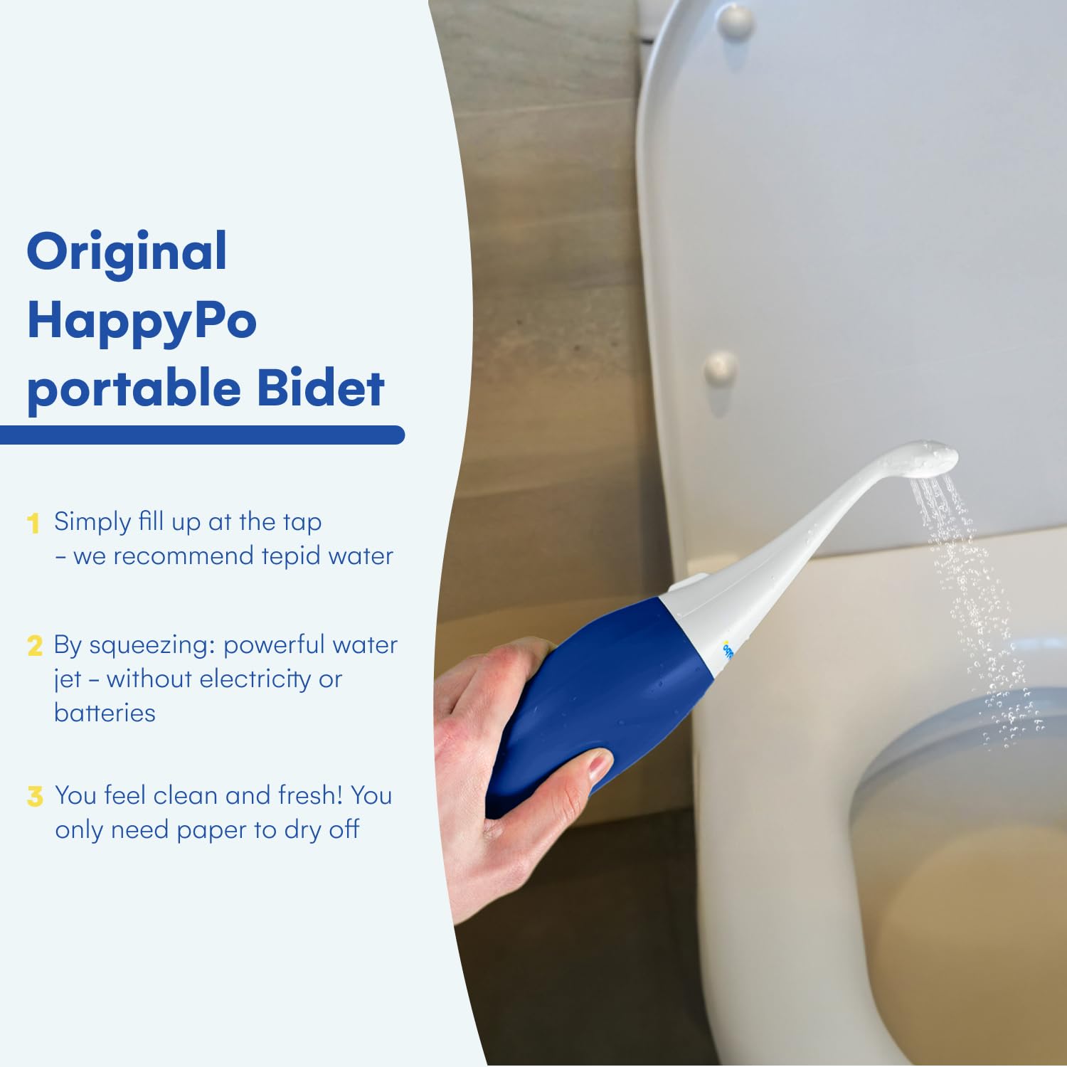 Happy Po prysznic 2.0 | bidet Easy | mobilny bidet podróżny | prysznic do miejsc intymnych | ciemnoniebieski