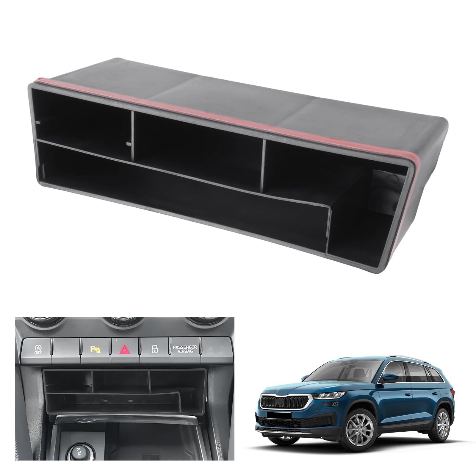 GAFAT Compatible with Skoda Kodiaq 2017-2023 / Karoq 2017-2024 Armrest Centre Console Storage Box, Karoq Organiser Tray Glove Box Trays, Kodiaq Accessories