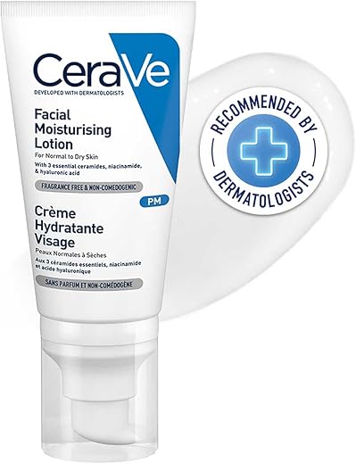 CeraVe PM Facial Moisturizing Lotion For Normal To Dry Skin (52ml) – Formulated With 3 Essential Ceramides, Niacinamide And Hyaluronic Acid | Ultra Lightweight Night Cream