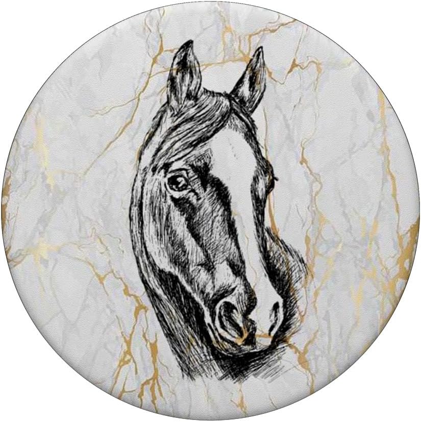 Black Horse Head Yellow White PopSockets Adhesive PopGrip - Image 3